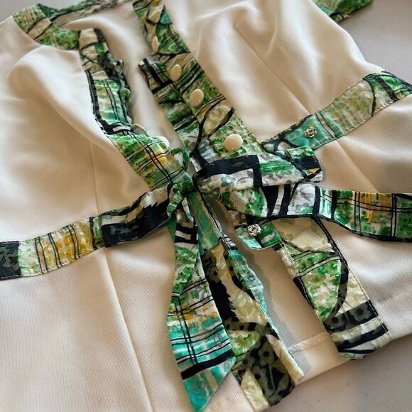 Handmade Vintage 1960s Mod Bow Embellished Short Sleeve Blouse - XS - Picture 6 of 15